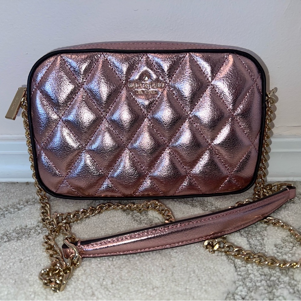 Quilted Metallic Pink Crossbody Kate Spade Bag